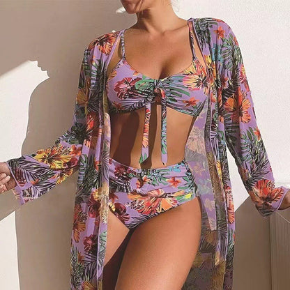 👙☀️【S-2XL】【Komplet treh kosov】Novi komplet kopalk 2026【Bikini + zaščitna majica pred soncem】