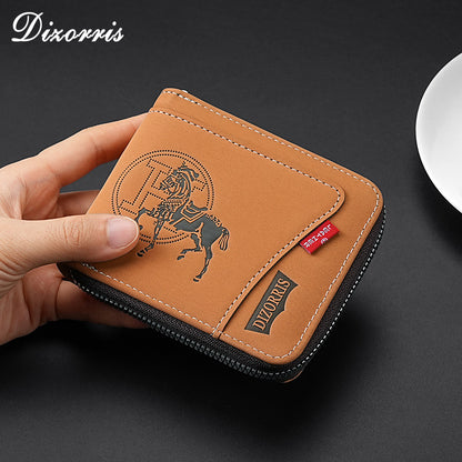Nueva y elegante cartera corta con cremallera de estilo retro para hombre.