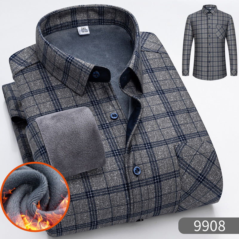 👔【L-5XL】Jesenná a zimná teplá biznis košeľa s dlhým rukávom