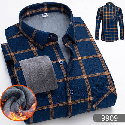 👔【L-5XL】Jesenná a zimná teplá biznis košeľa s dlhým rukávom