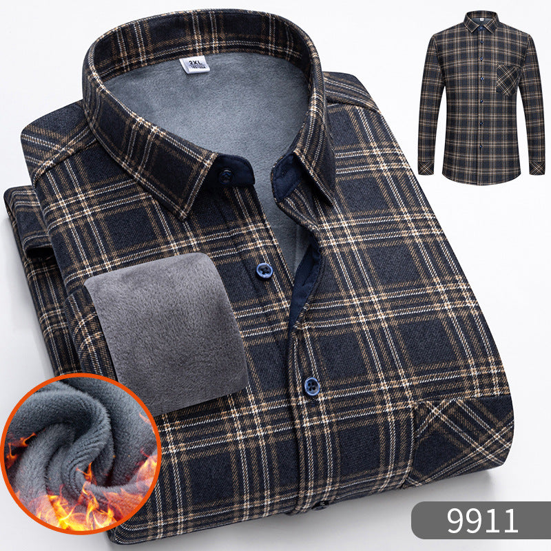 👔【L-5XL】Jesenná a zimná teplá biznis košeľa s dlhým rukávom