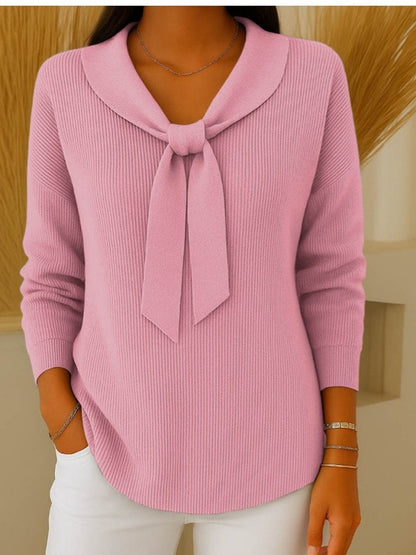 🎀【S–2XL】Dámsky jednofarebný sveter so zaväzovaním vpredu · pohodlný, voľný strih · zimná akcia