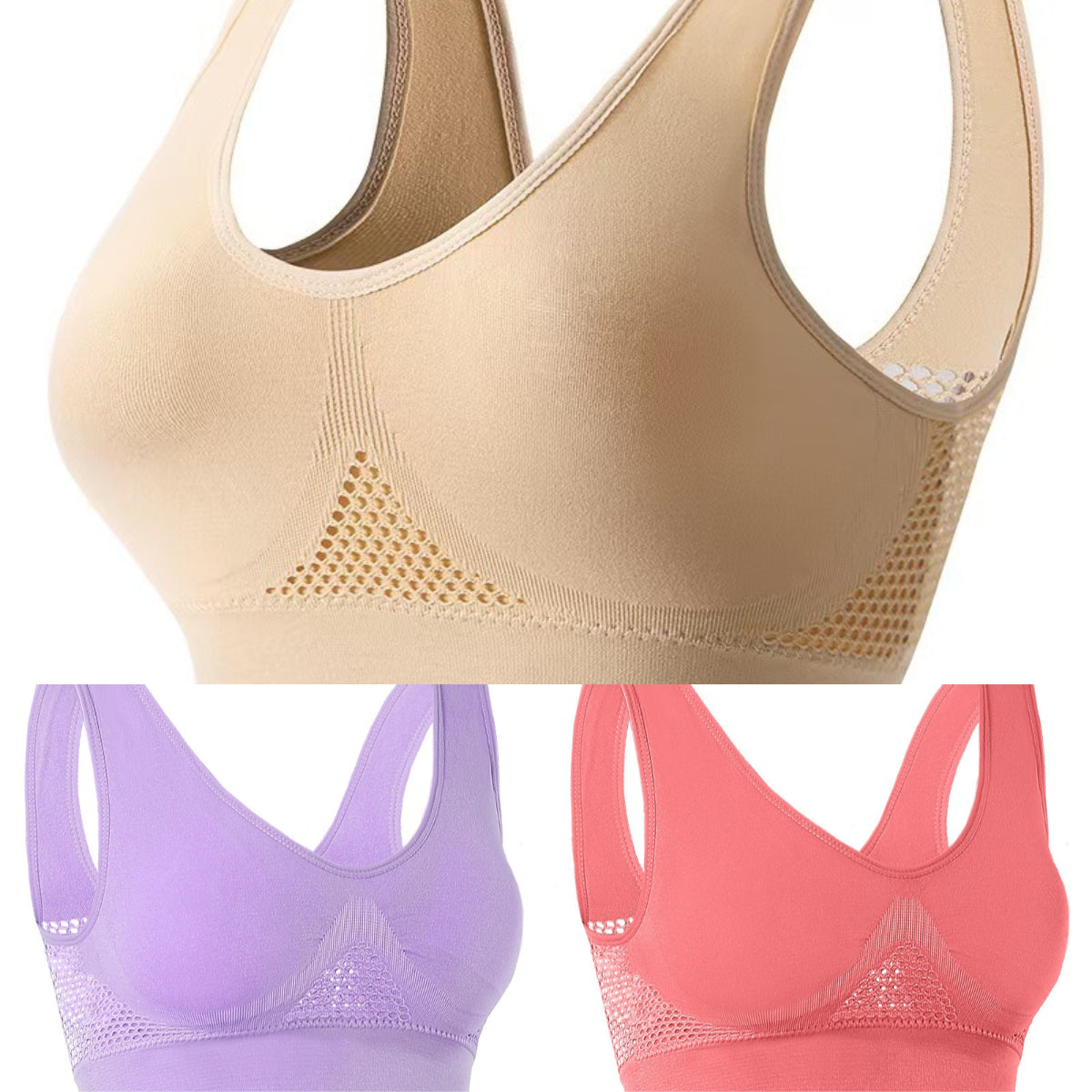 【 🔥VÝPREDAJ NA KONIEC SEZÓNY】😍【Balení 3 kusů】Bezešvá podprsenka pro plné velikosti ❤️ Prodyšná a chladivá【40–120KG】