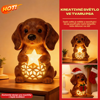 🎄🐶Διακοσμητικό νυχτερινό φως για κουτάβι, χαριτωμένο στολίδι επιτραπέζιου σπιτιού με άγαλμα ζώων από κινούμενα σχέδια