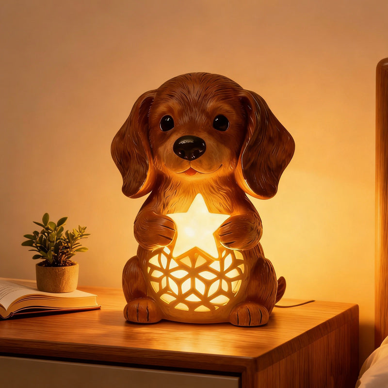 🎄🐶Διακοσμητικό νυχτερινό φως για κουτάβι, χαριτωμένο στολίδι επιτραπέζιου σπιτιού με άγαλμα ζώων από κινούμενα σχέδια