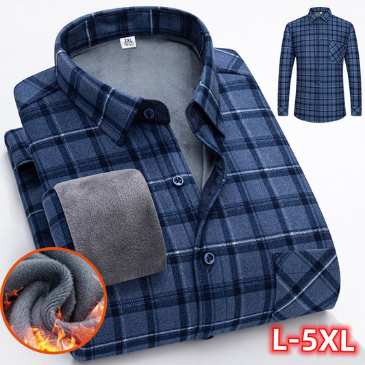 👔【L-5XL】Jesenná a zimná teplá biznis košeľa s dlhým rukávom