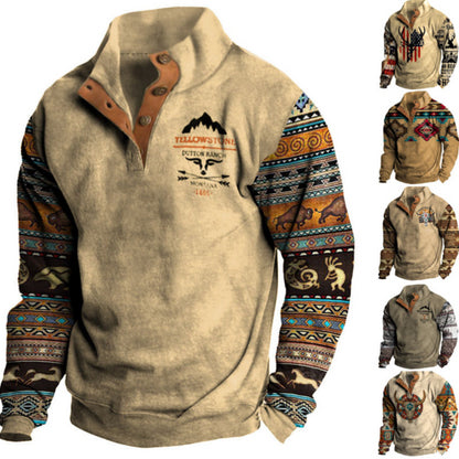 🔥🔥【S-3XL】 neformálna retro módna 3D tlač pánske s dlhými rukávmi