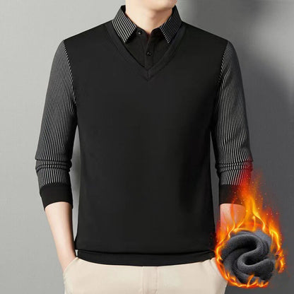 🔥👔Ανδρικό πουλόβερ δύο τεμαχίων Faux Chenille Velvet με ζεστή επένδυση