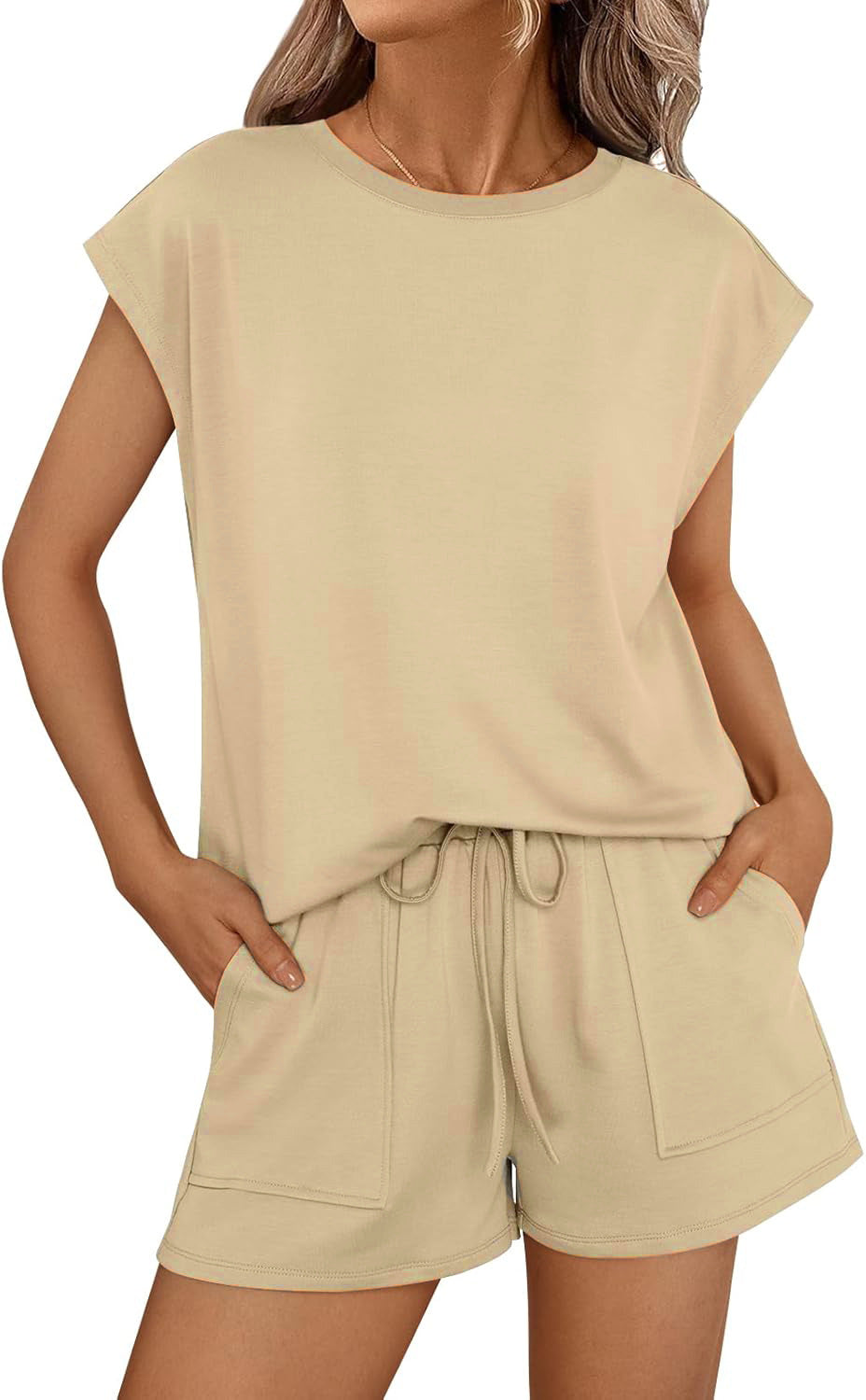 [50% de descuento] Nuevo conjunto casual de dos piezas de manga corta y cuello redondo holgado - Alta calidad