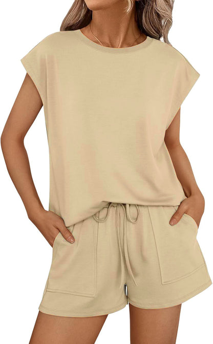 [50% de descuento] Nuevo conjunto casual de dos piezas de manga corta y cuello redondo holgado - Alta calidad