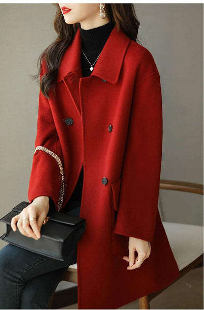 ✨🍂【Novi dolasci za jesen i zimu🔥】【M-2XL】Novi modni i svestrani dvostrani kašmirski vuneni kaput