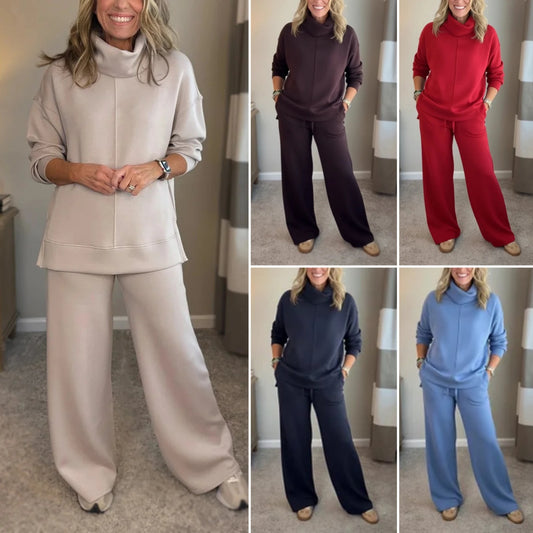 🐏【Νέα Άφιξη! Περιορισμένης Διάρκειας Έκπτωση 50%】 Γυναικείο Σετ Ταξιδιού Δύο Τεμαχίων, που περιλαμβάνει φούτερ με ζιβάγκο (με πλαϊνό σκίσιμο) και casual παντελόνι 🔥