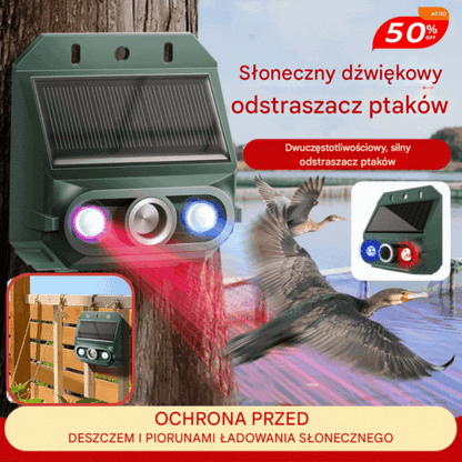 🔥Odstraszacz ptaków ultradźwiękowy zasilany energią słoneczną do użytku na zewnątrz z migającym światłem podczerwonym, z czerwoną i niebieską diodą LED