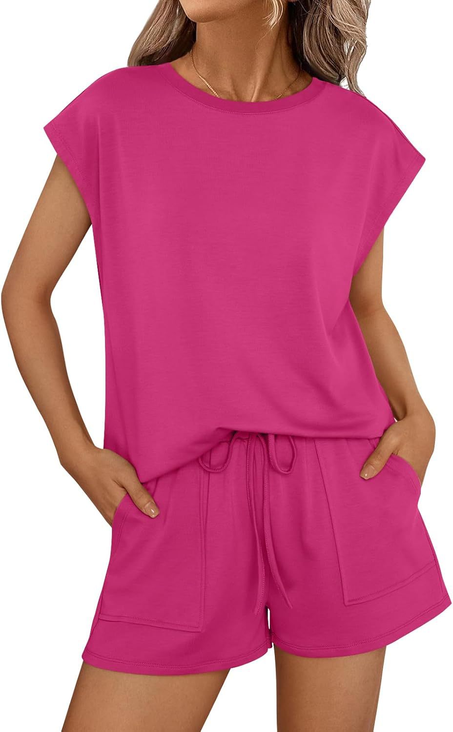 [50% de descuento] Nuevo conjunto casual de dos piezas de manga corta y cuello redondo holgado - Alta calidad
