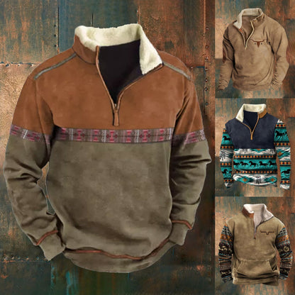 【S-4XL】2025 Есенно-зимен мъжки моден, топъл пуловер с дълъг ръкав и 3D щампа