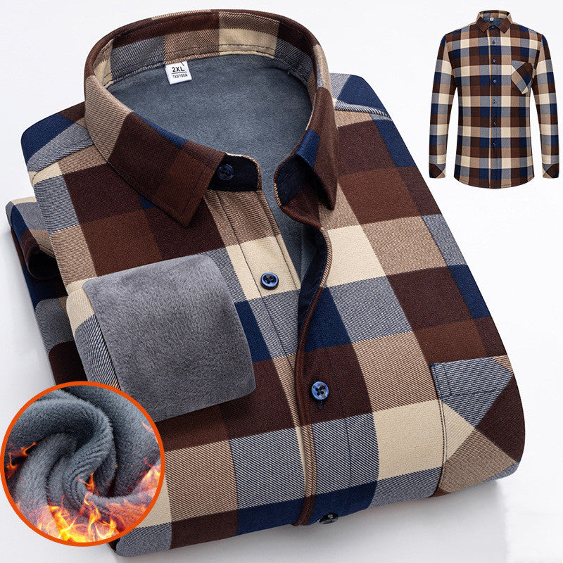 👔【L-5XL】Jesenná a zimná teplá biznis košeľa s dlhým rukávom