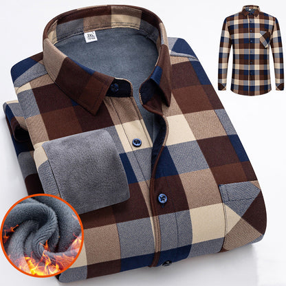 👔【L-5XL】Jesenná a zimná teplá biznis košeľa s dlhým rukávom