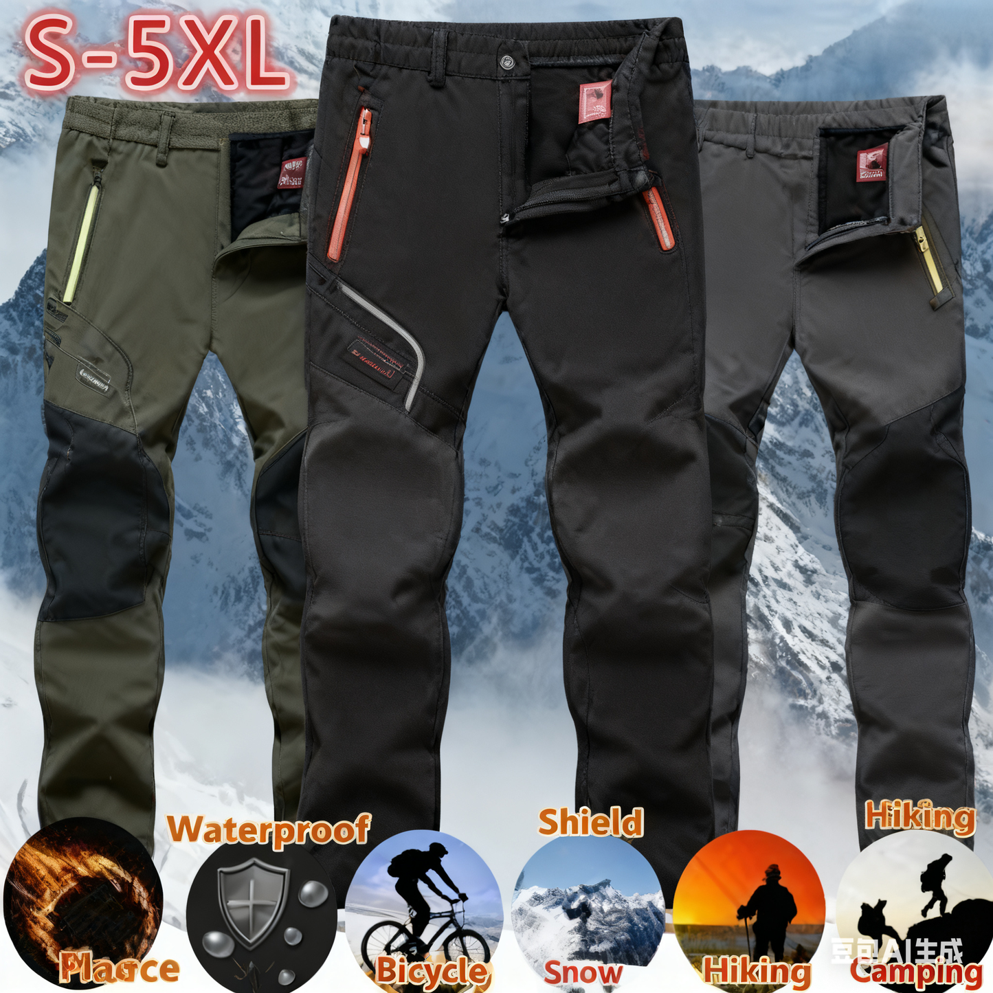 🏃‍♂️【S–5XL】2025 Nove muške vanjske hlače za jesen i zimu – tople, flisane, vodootporne i vjetrootporne