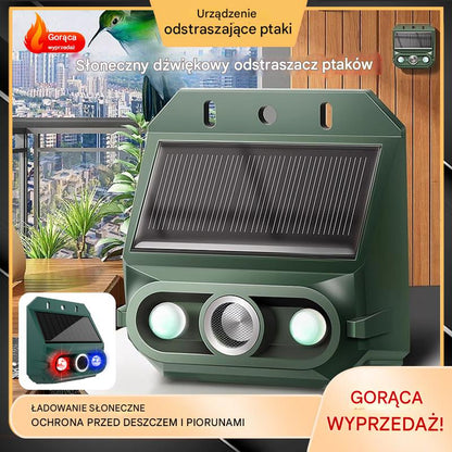 🔥Odstraszacz ptaków ultradźwiękowy zasilany energią słoneczną do użytku na zewnątrz z migającym światłem podczerwonym, z czerwoną i niebieską diodą LED