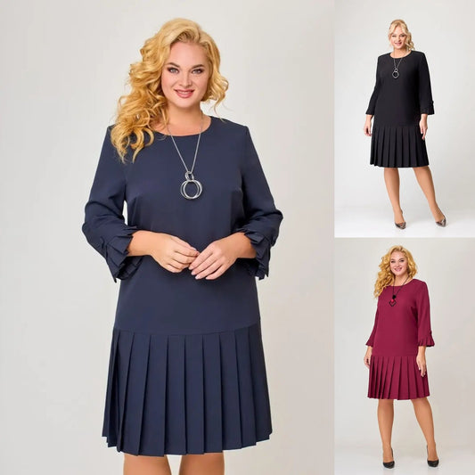 💌【S-5XL】👗 Vysoko kvalitné jednofarebné elegantné šaty