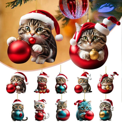 🔥🐈【Kupi 5, dobij 5 besplatno】🎄10 komada😻 Ukrasi za božićno drvce Kitty. Viseći ukrasi za mačke