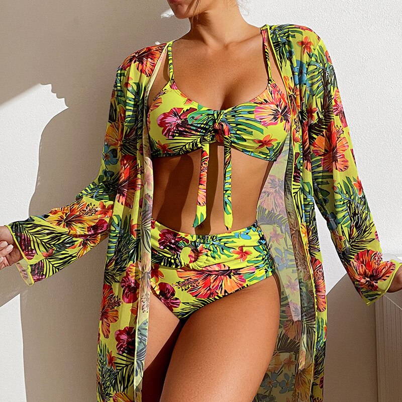 👙☀️【S-2XL】【Komplet treh kosov】Novi komplet kopalk 2026【Bikini + zaščitna majica pred soncem】