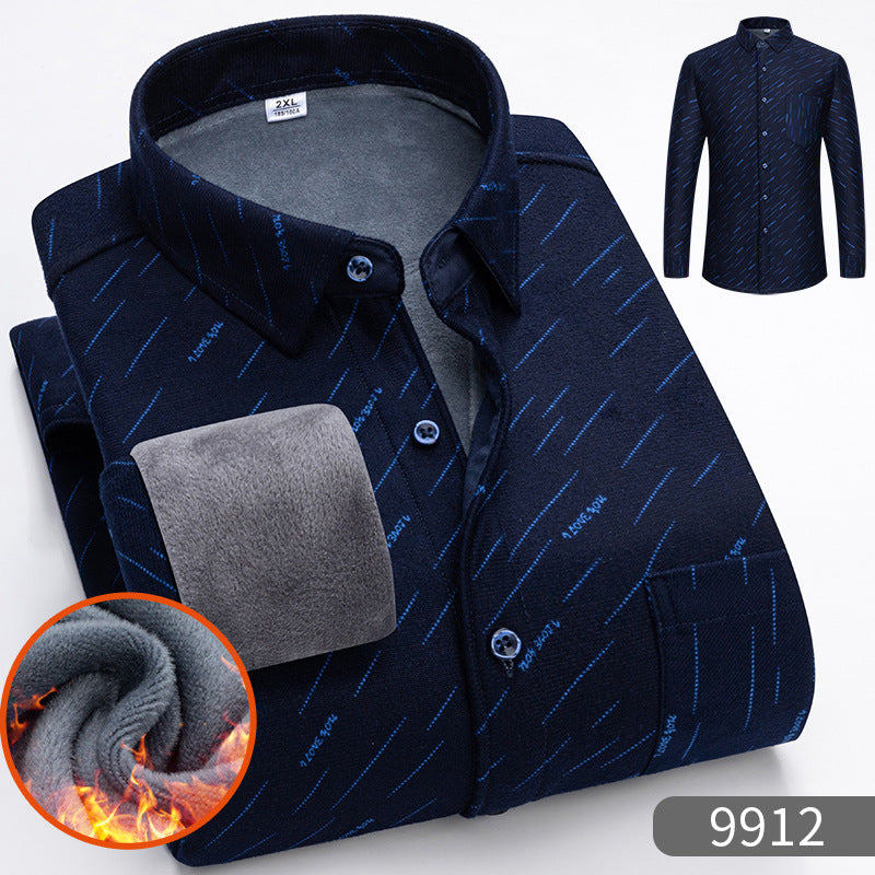 👔【L-5XL】Jesenná a zimná teplá biznis košeľa s dlhým rukávom