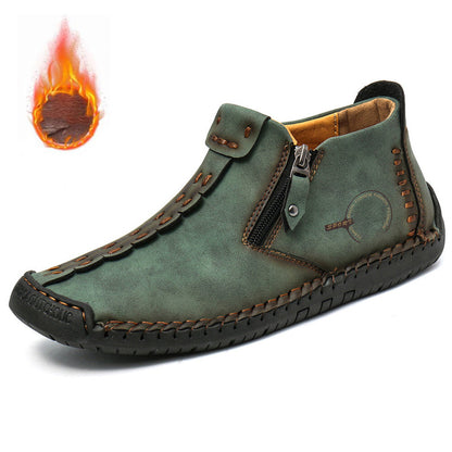 🥾 Botas de hombre, piel auténtica elaboradas a mano (tallas 38-48), con forro de ante y cremallera: cálidas, cómodas y con estilo.