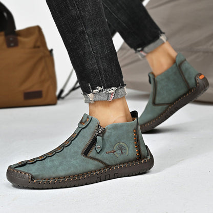 🥾 Botas de hombre, piel auténtica elaboradas a mano (tallas 38-48), con forro de ante y cremallera: cálidas, cómodas y con estilo.