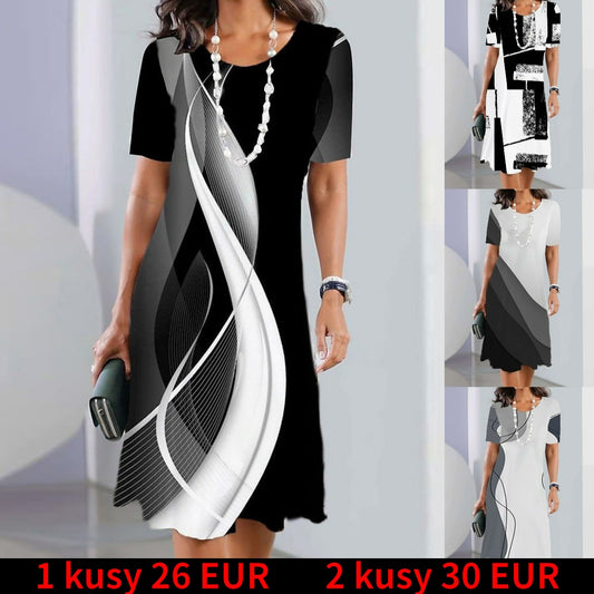 👗【XS-5XL】Sexy šaty 2025 s potlačou a okrúhlym výstrihom pre ženy