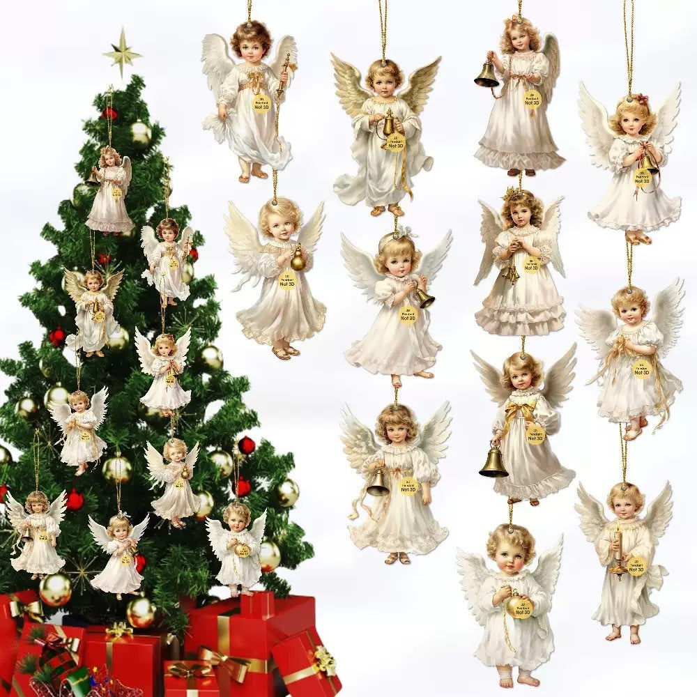 Αγοράστε ένα και πάρτε ένα δωρεάν, 24 τεμάχια 🎁 Ξύλινα διακοσμητικά αγγέλου για το σπίτι