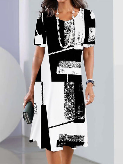 👗【XS-5XL】Sexy šaty 2025 s potlačou a okrúhlym výstrihom pre ženy
