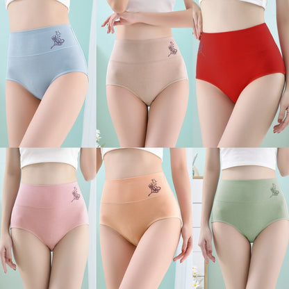 💖Časovo obmedzená ponuka s 50% zľavou - 6 párov nohavičiek s vysokým pásom a zdvihnutím bokov pre väčšie veľkosti z čistej bavlny [40-100 kg]