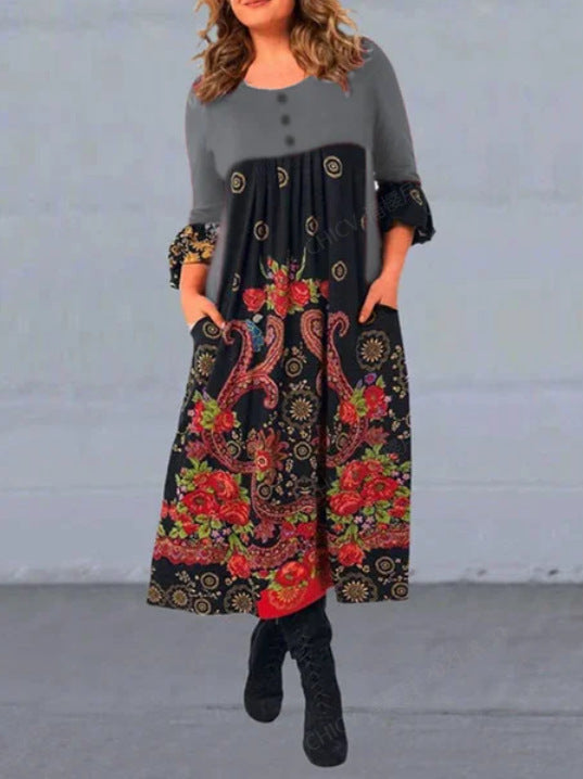 【S-5XL】👗Nové jesenné a zimné ležérne šaty s dlhým rukávom a retro potlačou