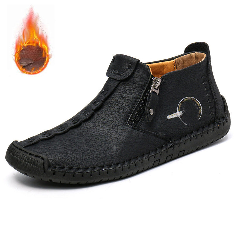 🥾 Botas de hombre, piel auténtica elaboradas a mano (tallas 38-48), con forro de ante y cremallera: cálidas, cómodas y con estilo.