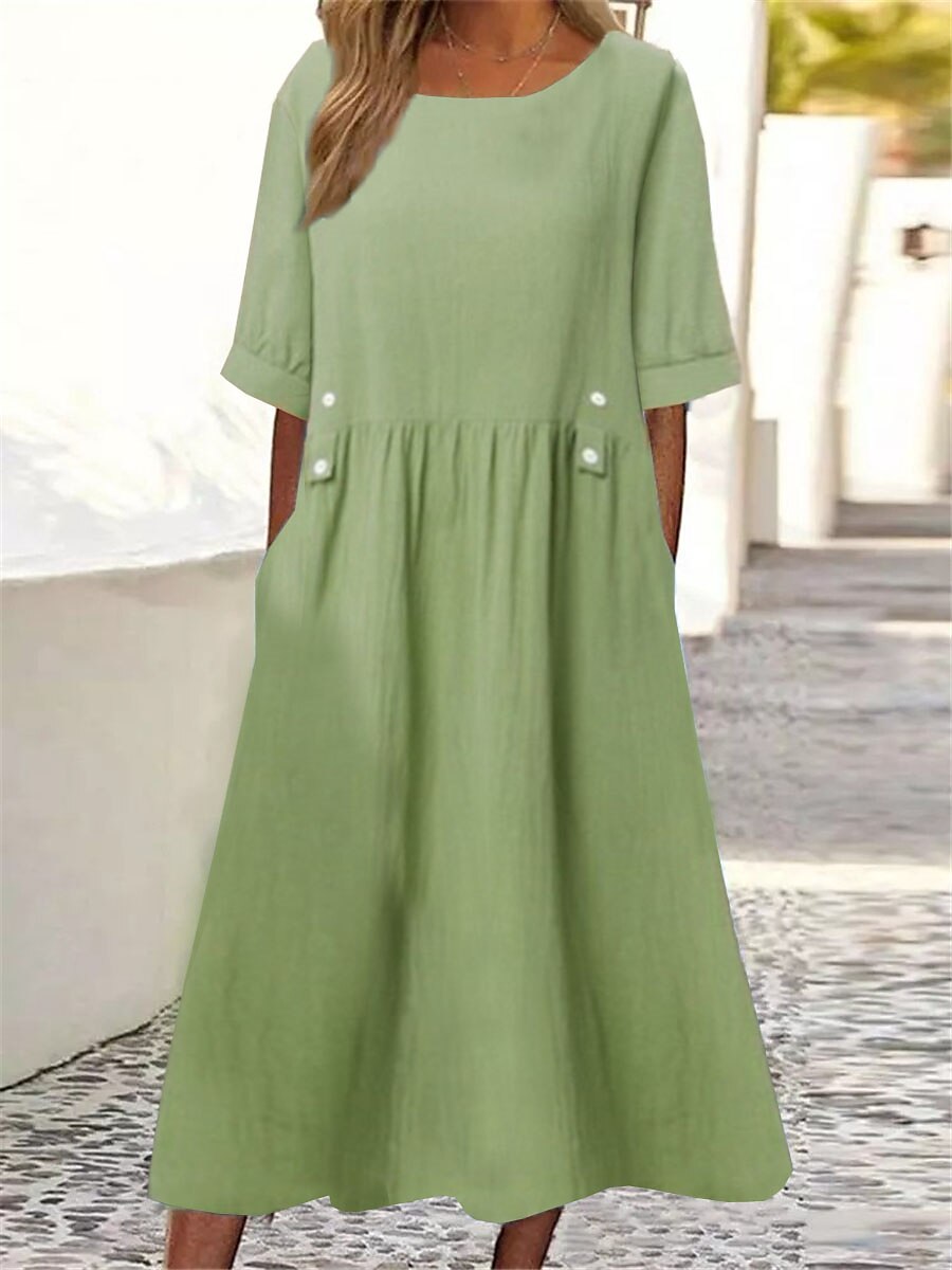 🏆【40-90 kg】👗Nowa prosta i elegancka sukienka damska w jednolitym kolorze