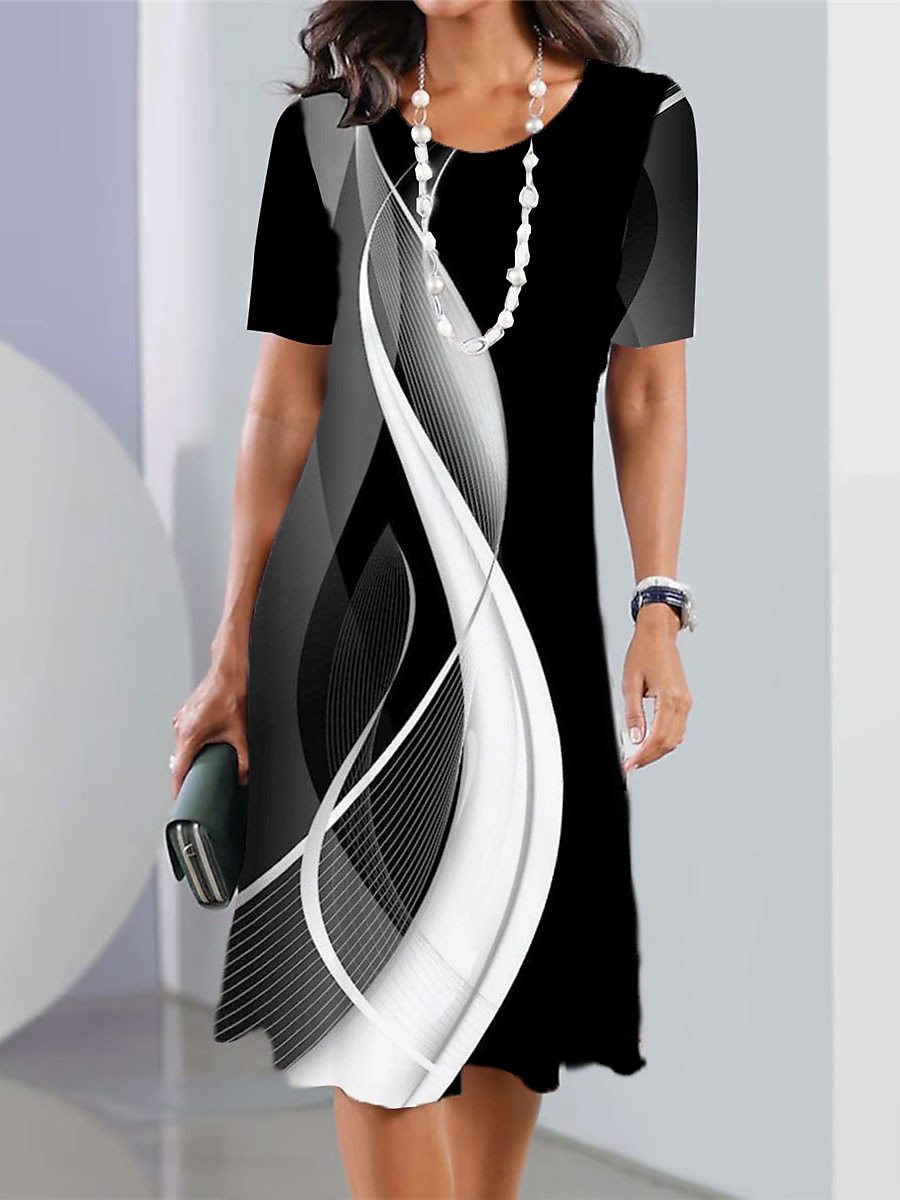 👗【XS-5XL】Sexy šaty 2025 s potlačou a okrúhlym výstrihom pre ženy