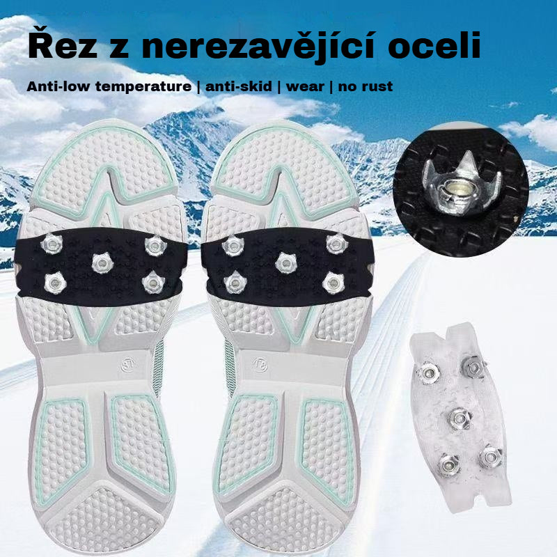 👴🚶🏔️🔥2 sád（4 položky）🔥Neviditeľné 5-zubové protišmykové popruhy na mačky, outdoorové mačky, vhodné na turistiku v snehu, horolezectvo, lezenie po skalách a zimné ľadové povrchy, nevyhnutnosť pre seniorov.