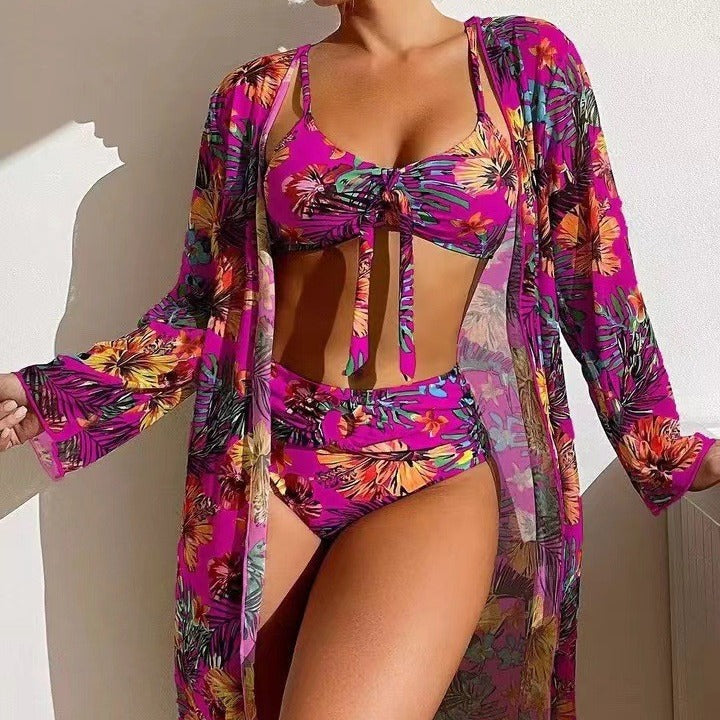 👙☀️【S-2XL】【Komplet treh kosov】Novi komplet kopalk 2026【Bikini + zaščitna majica pred soncem】