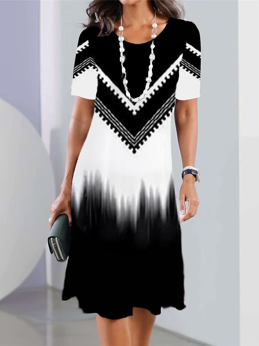 👗【XS-5XL】Sexy šaty 2025 s potlačou a okrúhlym výstrihom pre ženy