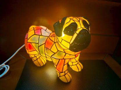 🐱Lámpara de mesa de gato y perro, luz de noche retro, fabricada en resina coloreada, lindo diseño de mascota.
