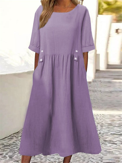 🏆【40-90 kg】👗Nowa prosta i elegancka sukienka damska w jednolitym kolorze