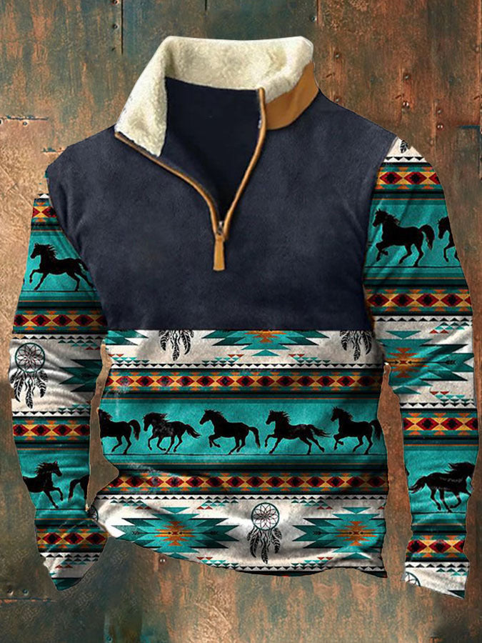 【S-4XL】2025 Есенно-зимен мъжки моден, топъл пуловер с дълъг ръкав и 3D щампа