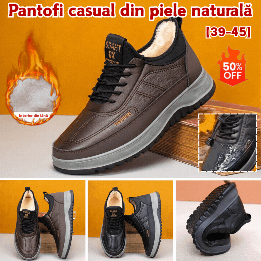 【Tallas 39-45】Zapatos deportivos casuales de invierno para hombre, nuevos, 2026, de piel auténtica, impermeables, con suela de ante suave.
