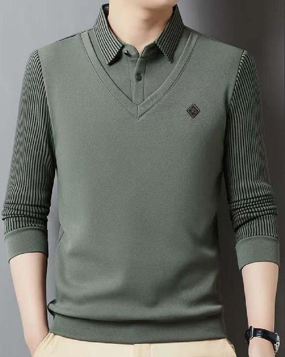 🔥 Εποχιακή προσφορά -50% 【M-4XL】👔 Ανδρικό premium κασμιρένιο ζεστό σετ μπλούζας με μακριά μανίκια