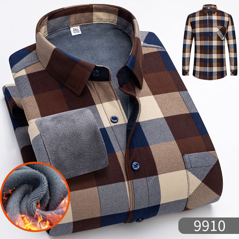 👔【L-5XL】Jesenná a zimná teplá biznis košeľa s dlhým rukávom