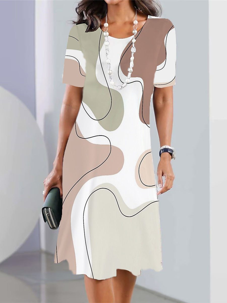 👗【XS-5XL】Sexy šaty 2025 s potlačou a okrúhlym výstrihom pre ženy
