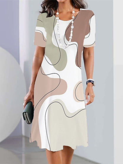 👗【XS-5XL】Sexy šaty 2025 s potlačou a okrúhlym výstrihom pre ženy