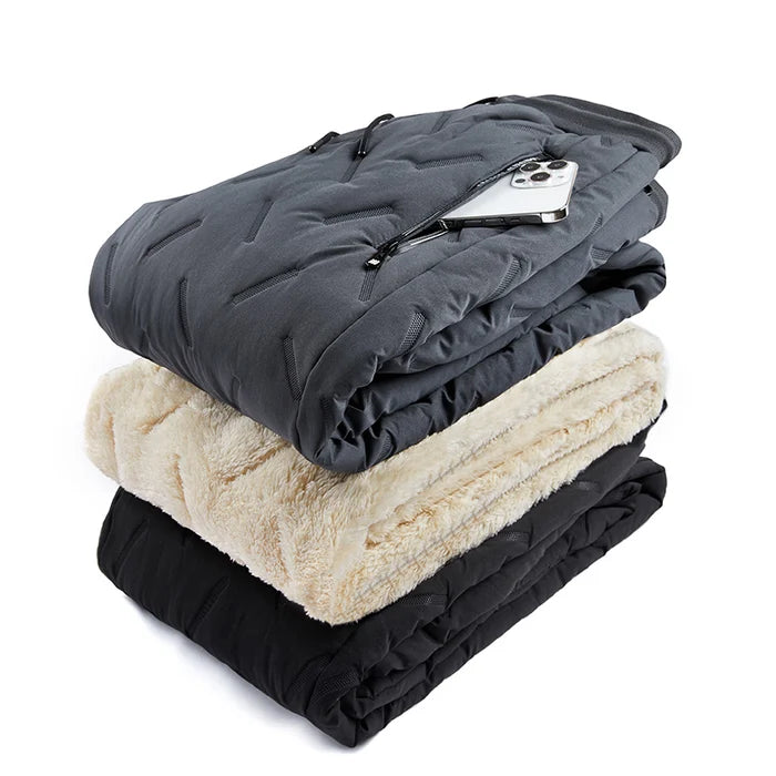 [L-7XL, 45-125kg] Zimný fleece a hrubé nohavice z jahňacej vlny, voděodolné, teplé a pohodlné