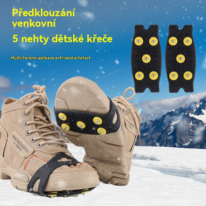 👴🚶🏔️❄️Neviditeľné 5-zubové protišmykové popruhy na mačky, outdoorové mačky, vhodné na turistiku v snehu, horolezectvo, lezenie po skalách a zimné ľadové povrchy, nevyhnutnosť pre seniorov.